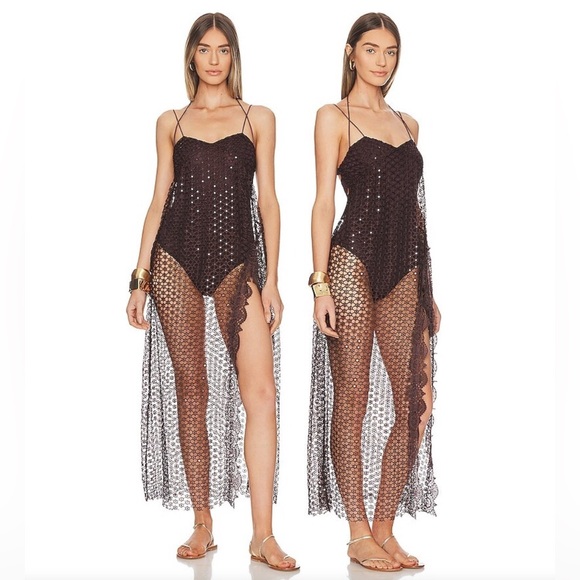 FREE PEOPLE X INTIMATELY || Smoke & Mirrors Brown Bodysuit Slip. Sz. XS - Picture 2 of 16